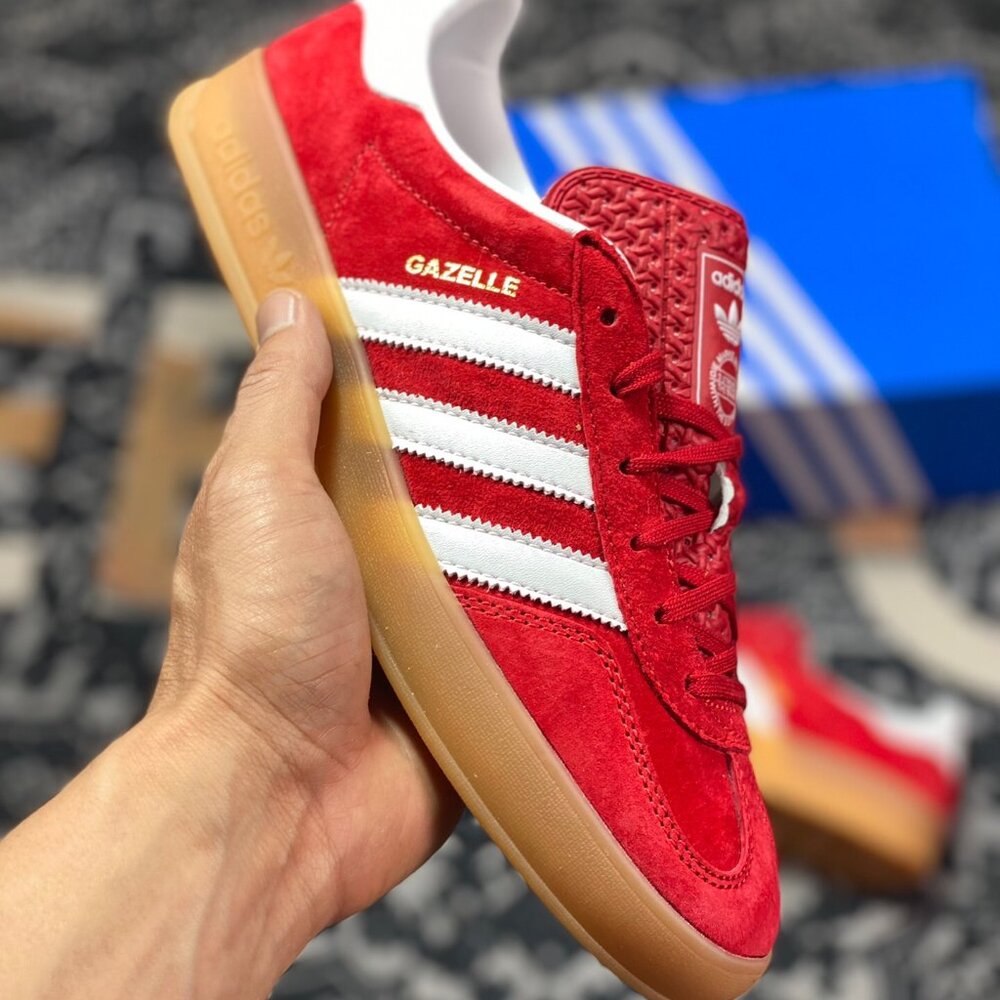 Adidas Gazelle Indoor Trainers Women's Scarlet White Sneaker Men Retro Shoes Red